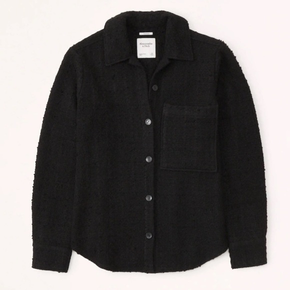 Abercrombie & Fitch Jackets & Blazers - Abercrombie & Fitch Oversized Textured Tweed Button Up Shacket Small Black Coat